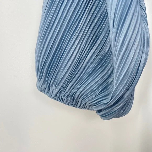 MOON RIVER Women's Light Blue Long Sleeve Pleated Cutout Midi Dress Size Large - Picture 7 of 14